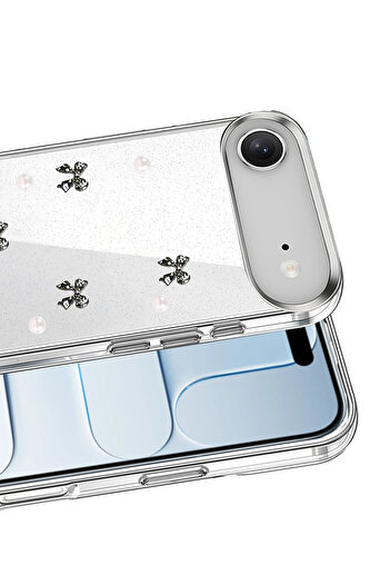Nezih Case Apple iPhone 17 Air Compatible Airbag Design Glittery Transparent Patterned Cover Case