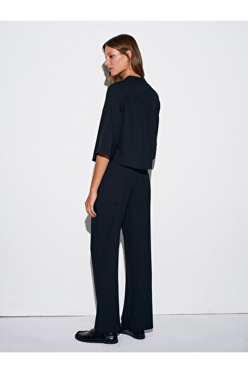 Dilvin 72195 Elastic Waist Casual Trousers-Black
