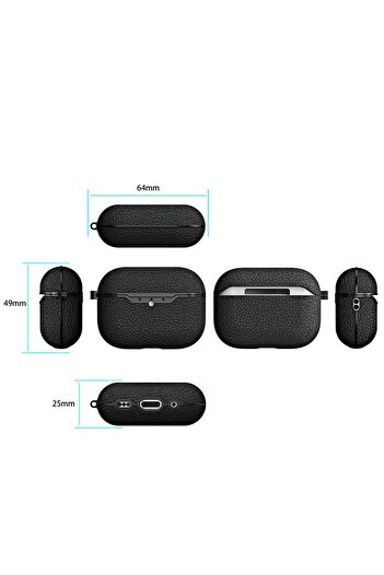 AktarMobile Airpods Pro 3. Nesil Uyumlu Kılıf Hoparlör ve Mikrofon Delikli Deri Görünümlü Silikon Kapak