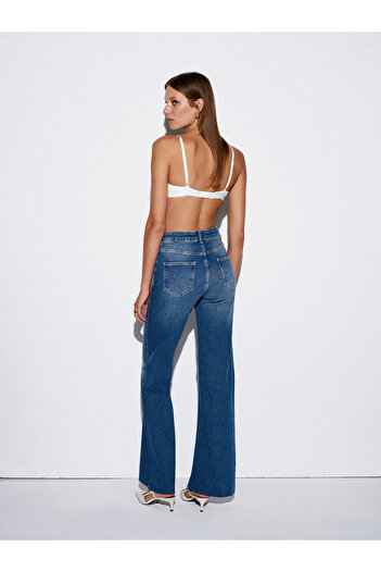 Dilvin 71734 High Waist Lycra Wide Leg Jean-Tint