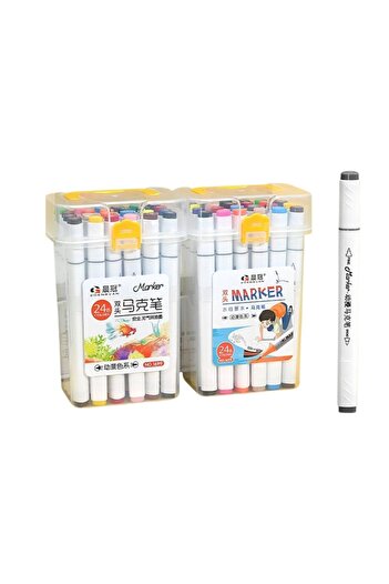 Issa Acrylic Markers 36/set Dual-Tip in Transparent 14cm Plastic Pouch, Multicolor