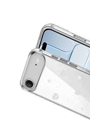 Nezih Case Apple iPhone 17 Air Compatible Airbag Design Glittery Transparent Patterned Cover Case