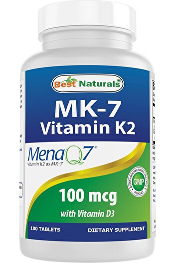 Best Natural Best Naturals Vitamin K2 (MK7) with D3, 5000 IU D3 & 100 mcg K2, 180 Tablets