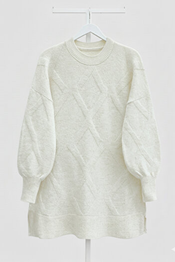 Kirazgym Baklava Wick Pattern Soft Yarn Knitwear Tunic Sweater
