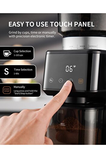 SHARDOR Conical Burr Espresso Coffee Grinder, 51 Settings, Stainless Steel, Touchscreen Timer