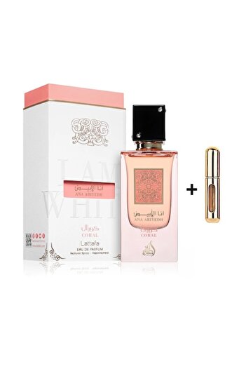 lattafa Ana Abiyedh Coral Eau de Parfum, Women, 60 ml with 5 ml Refillable Kit