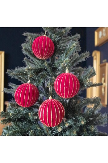 kapella Luxury Christmas Ball 10cm Velvet 4-Piece Burgundy Ast6995
