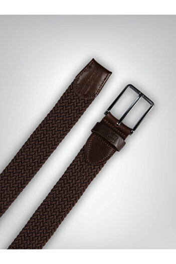 MFT Leather Design Genuine Leather Men's Braided Flexible Belt – 3.5cm, Brown |   9865