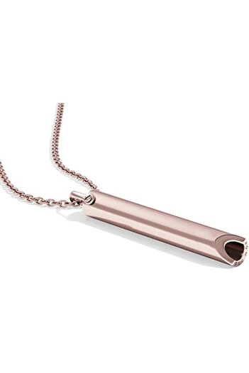 Tessero necklace with discreet breathing whistle, stainless steel, 18K gold plated (rose gold)