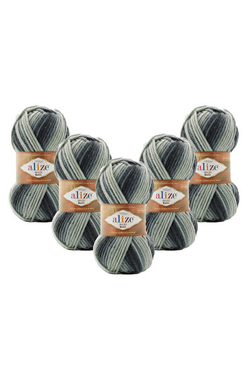 Alize Superlana Maxi Batik 5-Pack – 7786 - Thick Knitting Yarn for Winter Sweaters, Cardigans, and Scarves