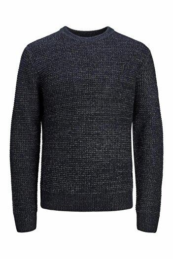 Jack & Jones Men's Navy Blue Jjglobal Knit Crew Neck Sweater & Cardigan 12287594-Skycaptai