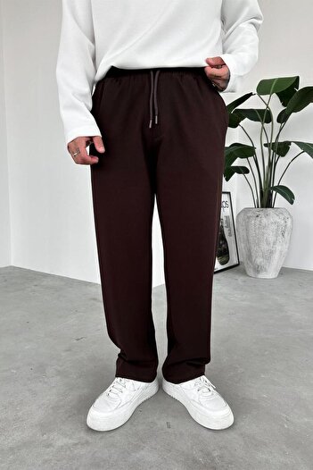 HAFKAGİYİM Brown Elastic Waist Gabardine Baggy Pants