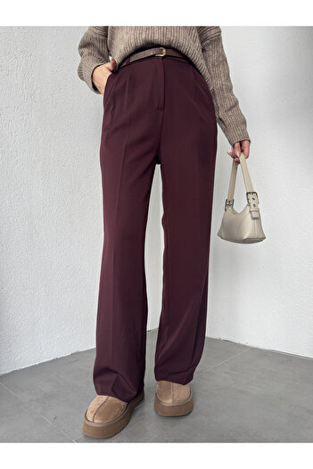Asfa Moda Women's Cherry Pleated Full-Fit Waist-Fitted Wide-Leg Palazzo Pants