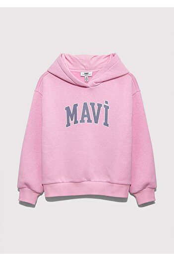 Mavi Logo Printed Hooded Pink Sweatshirt 7610035-70973