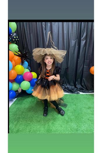 Star Kids Girl's Short Orange Witch Costume, Girl's Party Costume