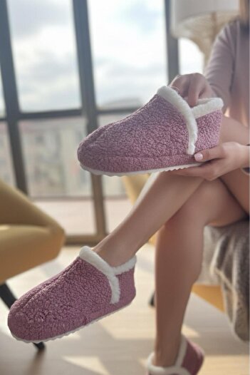Oksit Pantofi de casă pentru femei Lory, pantofi de casă din pluș, fără sunet, cu talpă caldă, elegantă, cu blană