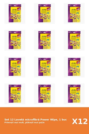 Fino Set of 12 Power Wipe Microfiber Cloth, 1 pc.