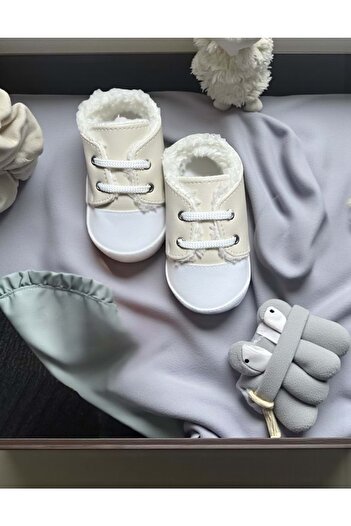 LOVE MAXX Plush Inside Baby Booties Beige