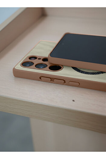 Wtech Samsung Galaxy S22 Ultra 5G 2022 Wood Magnetic Case Shockproof Magsafe Hard PC Rear Case Cover