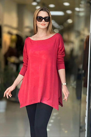 aytemas Boat Neck Asymmetrical Blouse
