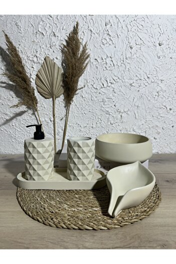 Zigzag Home Decorative 5 Piece Bathroom Set Solid/Liquid Soap Dispenser Toothbrush Holder Towel Rack Tray