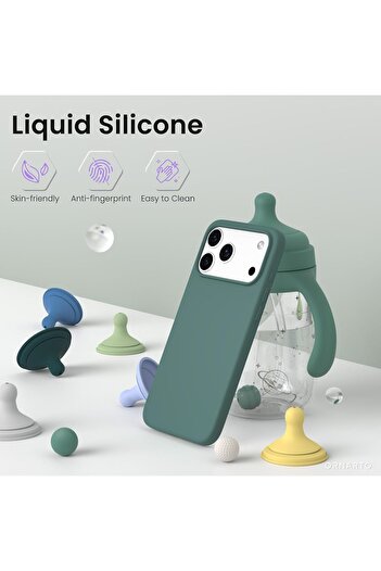 Joyshell Case for iPhone 17 Pro, Velvety SIlicone with Microfiber Interior, Green