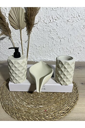 Zigzag Home Decorative 3 Piece Bathroom Set Liquid Soap Dispenser Toothbrush Holder Solid Soap Dish Set