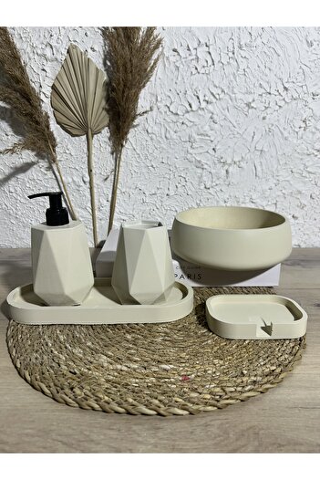 Zigzag Home Decorative 5 Piece Bathroom Set Solid/Liquid Soap Dispenser Toothbrush Holder Towel Rack Tray