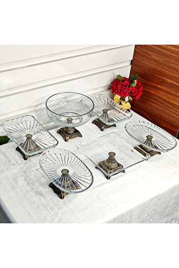 SEÇKİNEV Flow Antique 6 Piece Table Presentation Plate Set