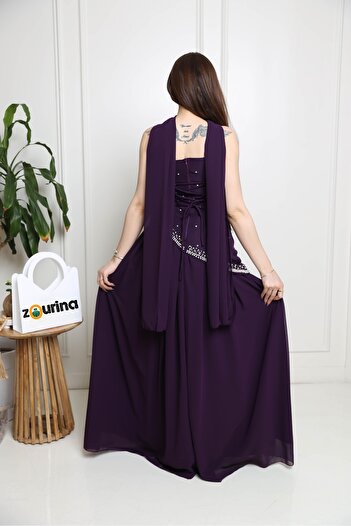zourina Long lilac evening dress for women