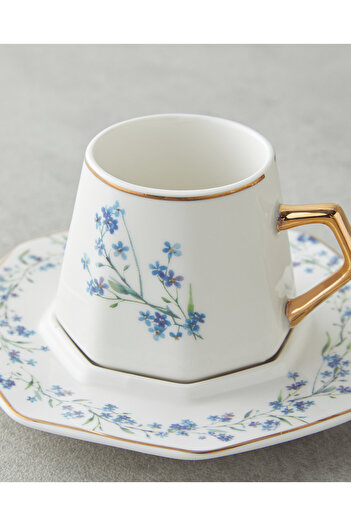 English Home Lavendpetal New Bone China 12 Parça 6 Kişilik Kahve Fincan Takımı 80 ml Mavi