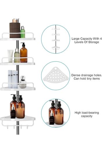 Generic 4-Tier Telescopic Corner Shower Shelf (110–305 cm)