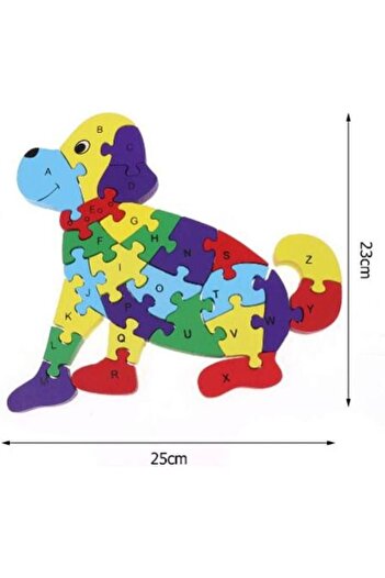 OEM Wooden puzzle with letters and numbers, dog, 25x23x1.5cm, 26 pieces, for 3+ years