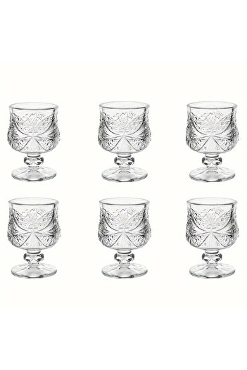 ABYZ Set of 6 Glass Glasses with Decorative Stem Elegant Vintage 45ml Ideal for Liqueur and Aperitifs