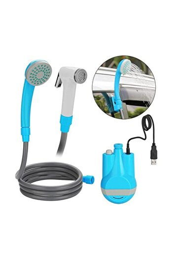 Generic Portable Camping Shower with Rechargeable Battery, USB Cable and 1.8m Hose
