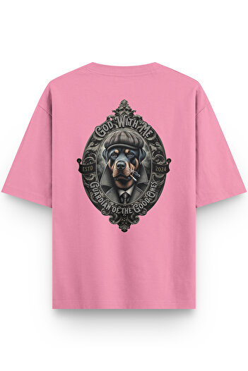Overoz Μπλουζάκι Guardian Dog Dog Back με τύπωμα Semi oversized Pink 1402
