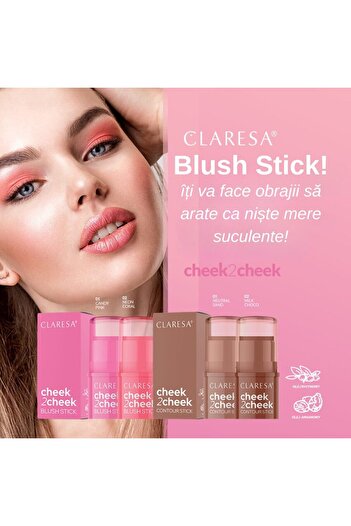 Claresa Blush Stick Cheek2Cheek, 01, Candy Pink,