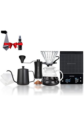 MIBRU 8 Pcs V60 Pour Over Electric Coffee Maker with Electric sclae Dripper Set