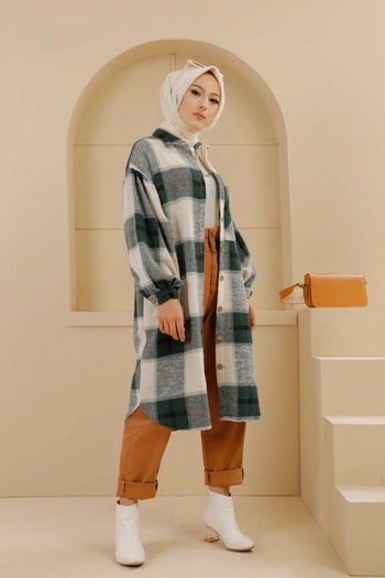BZ BUTİK Long lumberjack shirt
