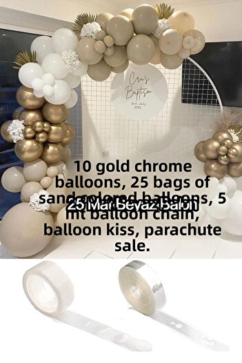 Ezgi Party Store 10 Chrome Gold, 25 White and 25 Stone Sand Color Pastel Henna Bride Set for Birthday and Engagement