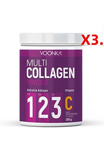 Voonka 300 Gr Multi Collagen Powder and Vitamin C - 3 Pieces