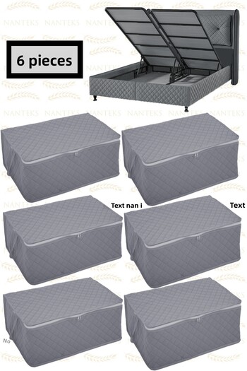 NUTEX 6 Pieces Quilted Patterned Storage Storage under Base 60X40X22 (Anthracite)