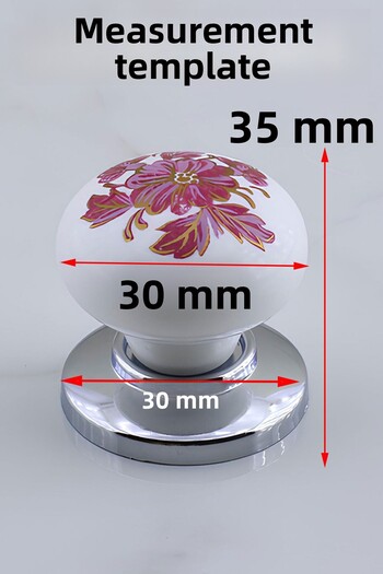 Badem10 Buton polimeric Roz cu model de flori Mobilier cromat Sertar de bucătărie Dulap dulap Mâner Mâner