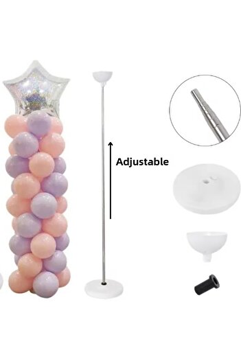 Balon marketi Adjustable Height Balloon Tower Stand with Metal Rod– 210 cm Durable & Stylish Design