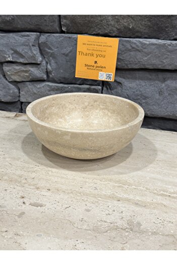 Polen Stone 20X8 Travertine Natural Stone Bowl