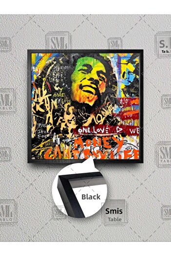 SML TABLO Bob Marley Grafitti Street Art One Love Banksy Decor Pictură pătrată pe pânză înrămată