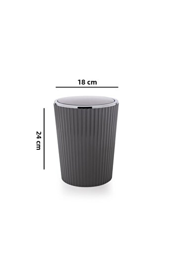MATMEL Nely Chrome Plated Bathroom Trash Can - Gray - 6 Lt