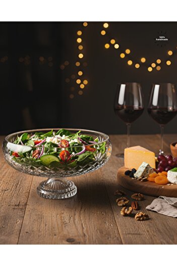 AKDEN STORE وعاء زجاجي لطاولة الطعام مقاس 26 سم من سلسلة كريستال كيرمنج ديكور أنيق