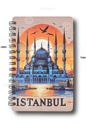 Mia Pera Glitter Notebook Istanbul A5 New Year Unlined Spiral 14X21 cm Sultanahmet