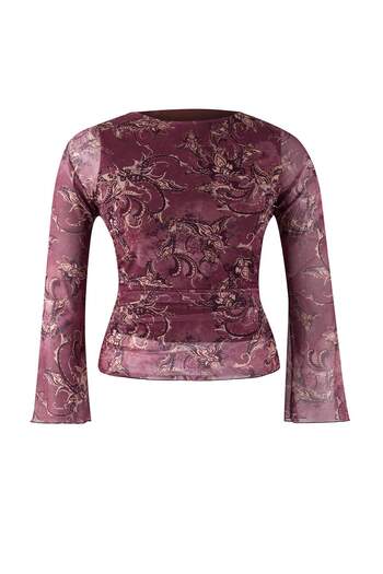 Trendyol Curve Teen Multi-Colored Shawl Patterned Boat Neck Asymmetric Body-Fitting Plus Size Blouse Tbbaw26Af00098